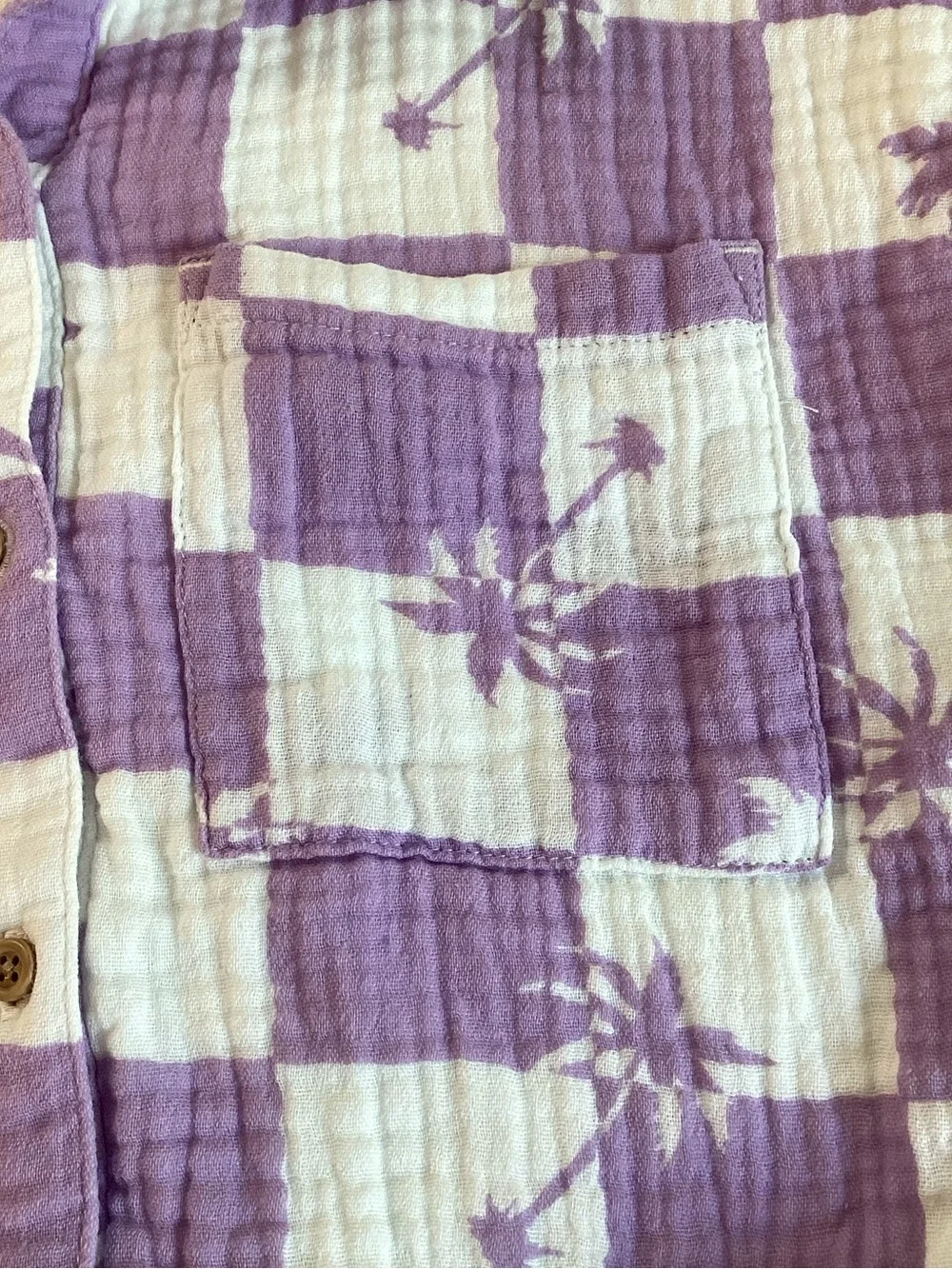 Grayson Threads Lavender and White Check Palm Shirt & Shorts Set Size M Cotton